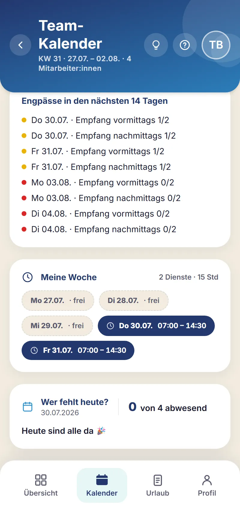 Schichtfix Wochenkalender (Smartphone)