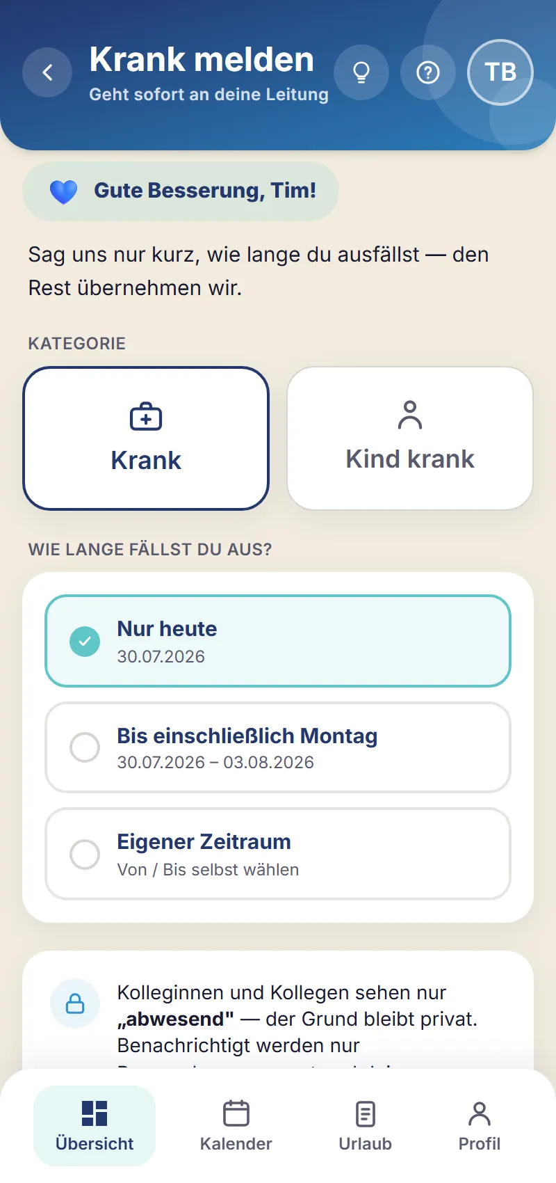 Schichtfix Krankmeldung (Smartphone)